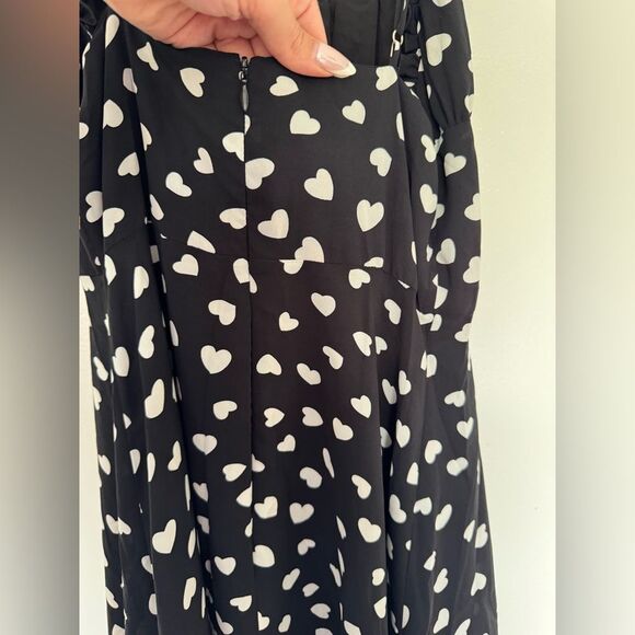 Lani the Label and White Polka Dot Heart Print Spaghetti Strap Midi Dress Small - Picture 5 of 8